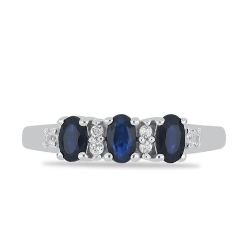 BUY STERLING SILVER REAL BLUE SAPPHIRE GEMSTONE RING 